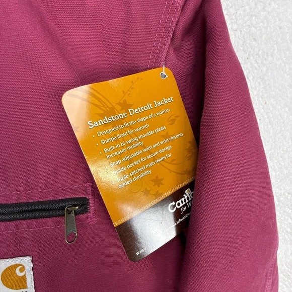 Carhartt Detroit Jacket Sherpa Lined Womens Small WJ097 RBY Raspberry NWT NOS - Picture 11 of 13